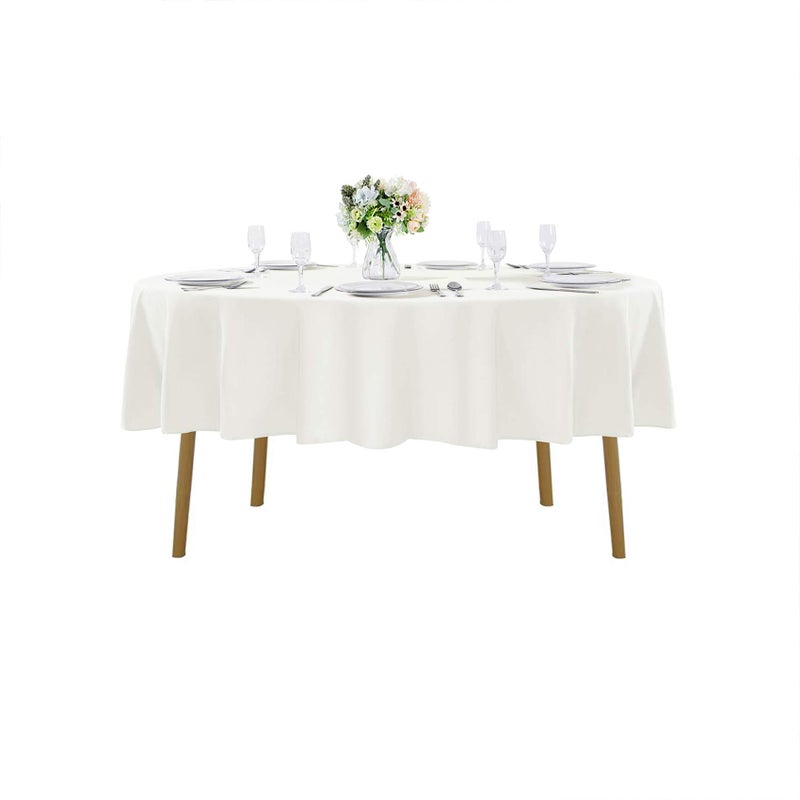 Cupuamon 90 inch Round Tablecloth Washable Polyester Table Cloth Decorative Table Cover for Wedding Party Dining Banquetï¼ˆ90 inch,Ivoryï¼‰ - Image 1